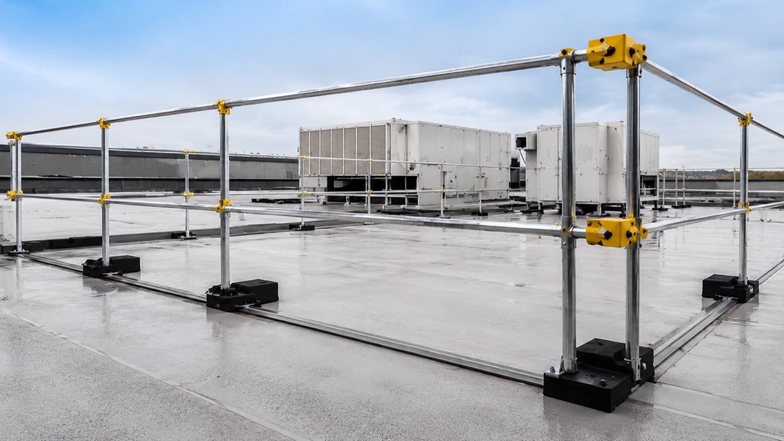 Guardrail edge protection on a rooftop